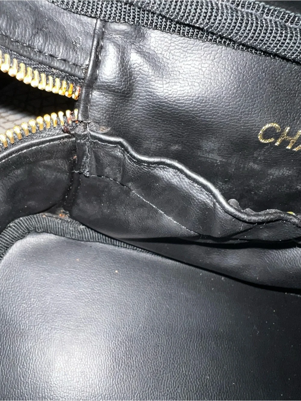 Chanel Black Quilted Leather Top-Handle Vanity with Gold Zipper